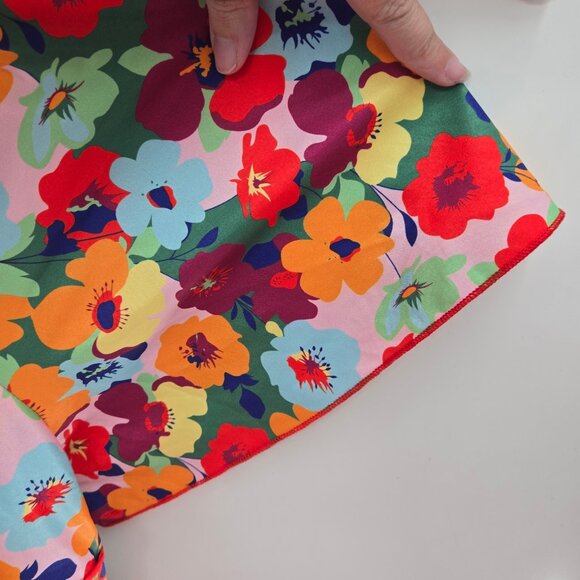 Shein Curve Vibrant Multi-Color Floral Midi Ruffled Tie Front Dress 4xl - Picture 6 of 11